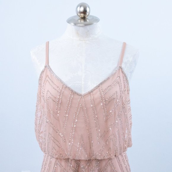 BHLDN Adrianna Papell 14 Beaded Maxi Dress Pink - Picture 7 of 10